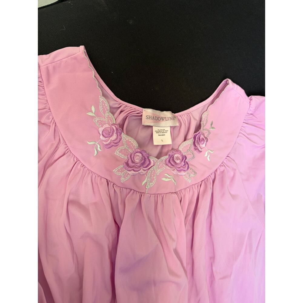 Vintage Shadowline Pink Petals Nightgown - Size L - Maxi Flutter Princess - Picture 2 of 5